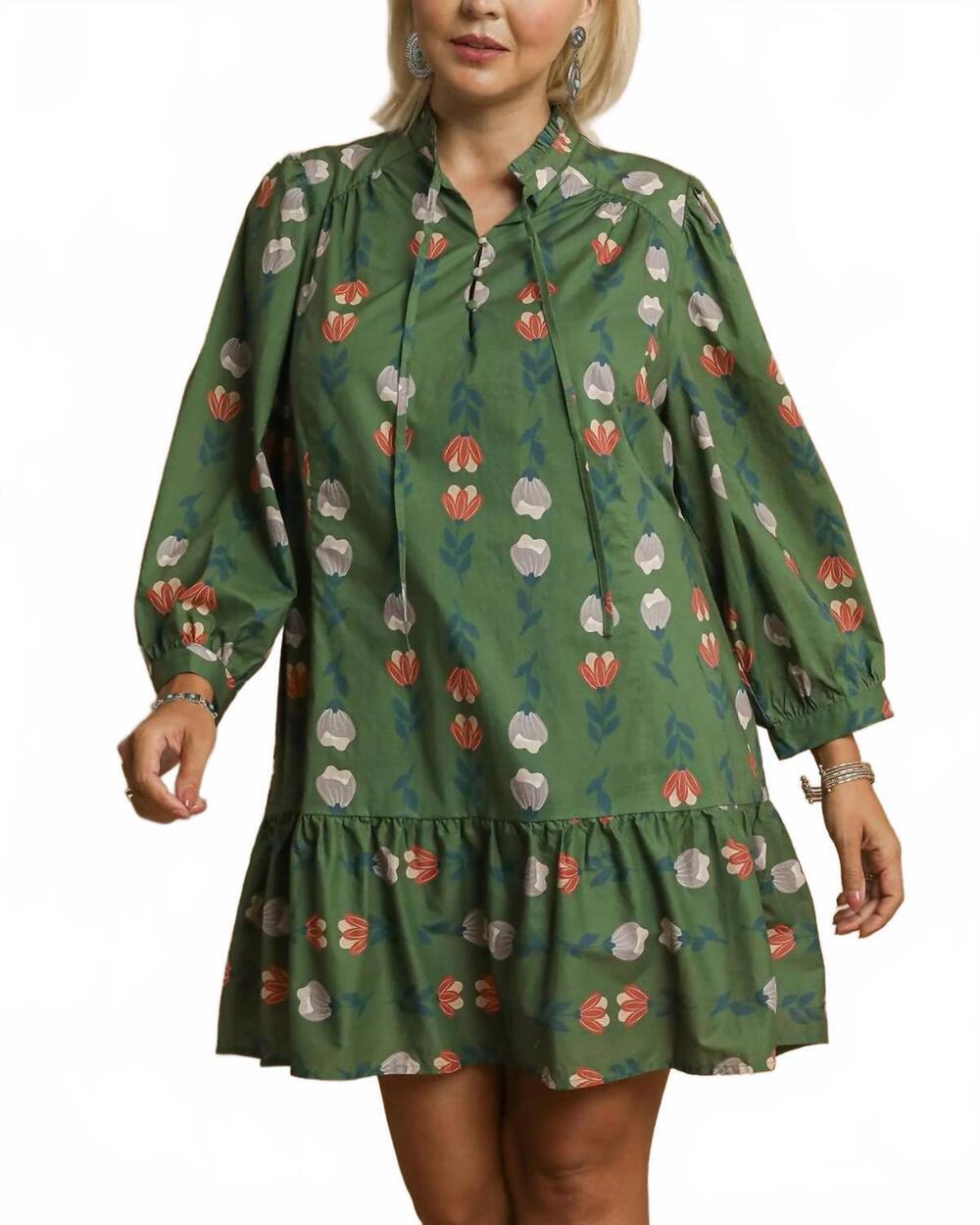 NEW UMGEE floral mini dress in green